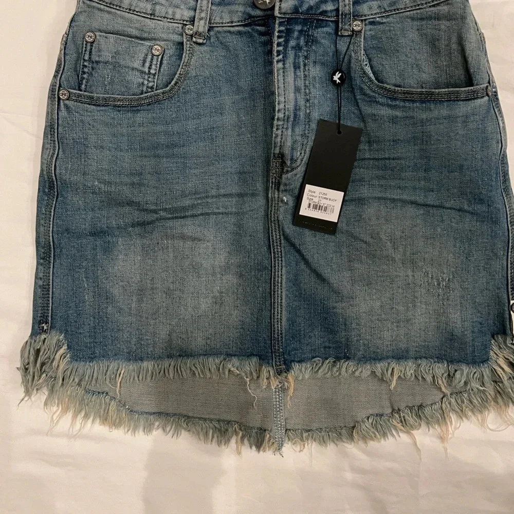 One Teaspoon Storm Boy Stretch 2020 Mini High Waist Denim Skirt NWT